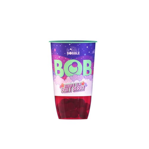 Bob bubble tea fekete teából készült üdítőital eper és málnalével, áfonyalevet tartalmazó italgyöngyökkel 360 ml