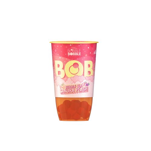 Bob bubble tea zöld teából készült üdítőital barack- és licsilével, szőlőlevet tartalmazó italgyöngyökkel 360 ml